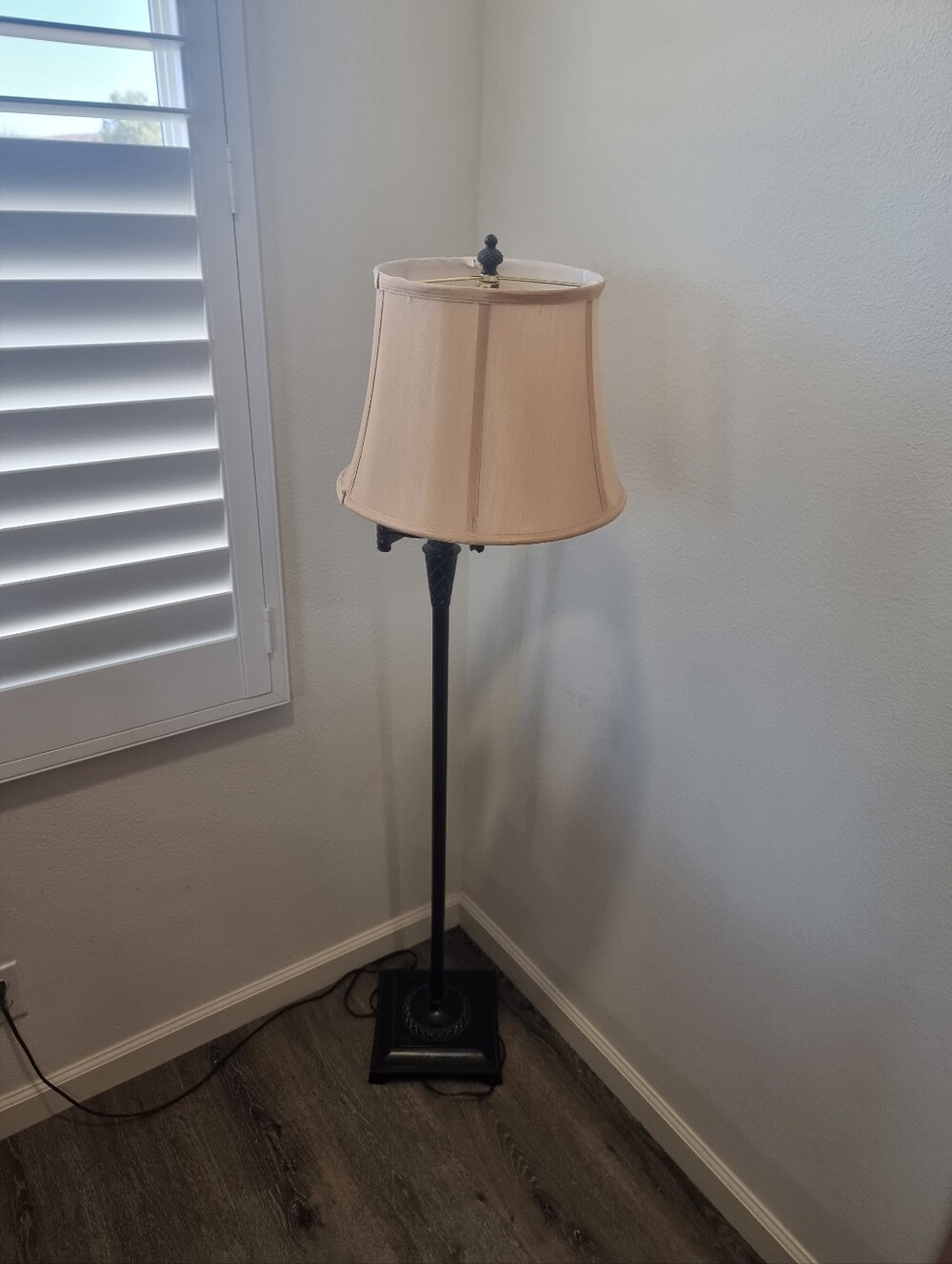 Classic Black Floor Lamp with Beige Shade -